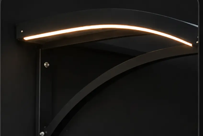 Detail van de compacte gepoedercoate boogdrager
